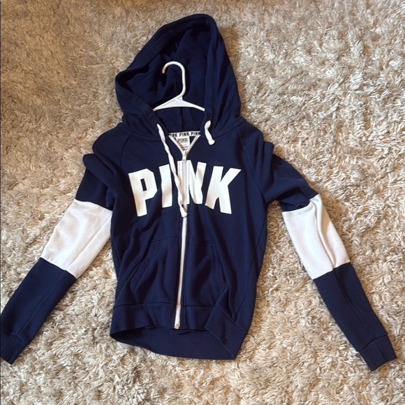 PINK Victoria's Secret Tops - PINK blue zip up sweatshirt